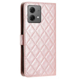 EIDERWOOD Motorola Moto G84 Leather Flip Cover m. Veske og stropp - Rhombus - Rose gull