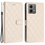 EIDERWOOD Motorola Moto G84 Leather Flip Cover m. Veske og stropp - Rhombus - Beige