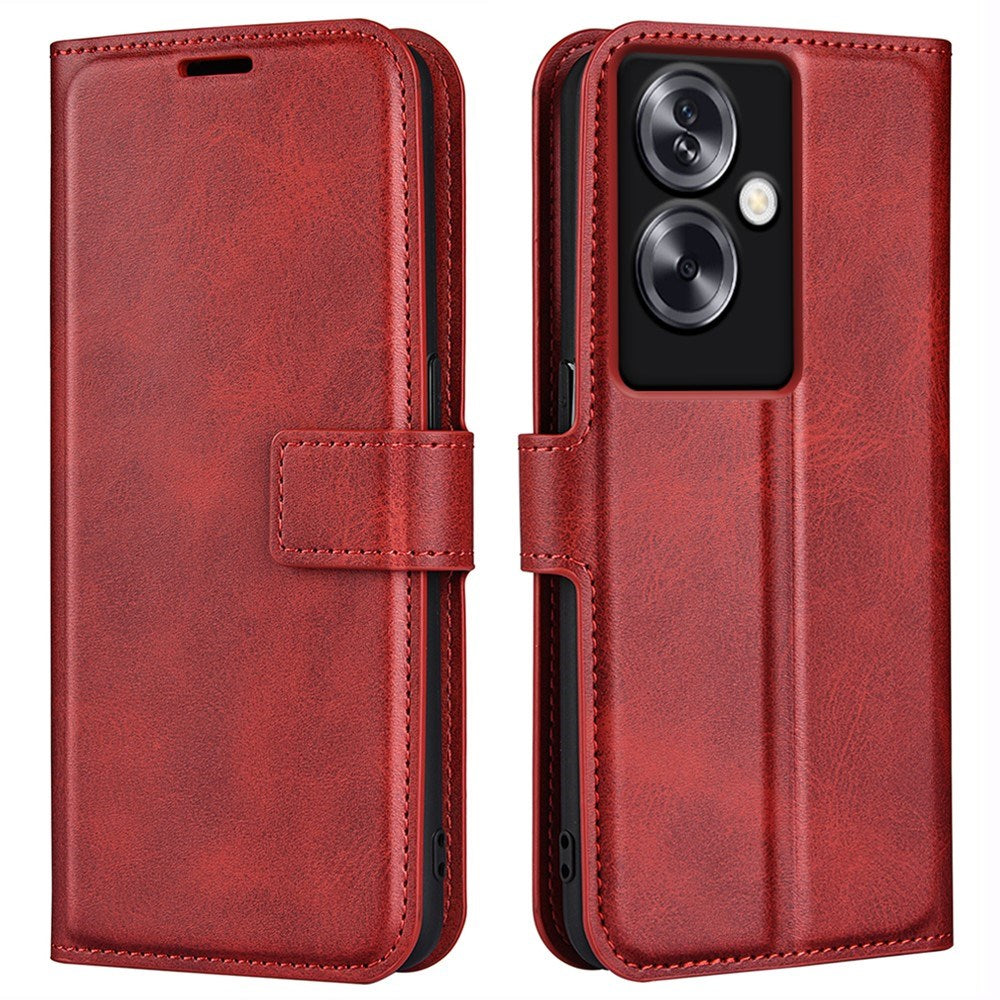 EIDERWOOD Oppo A79 (5G) / A2 (5G) Leather Flip Cover m. Kortholder og stativfunksjon - rød