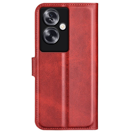 EIDERWOOD Oppo A79 (5G) / A2 (5G) Leather Flip Cover m. Kortholder og stativfunksjon - rød