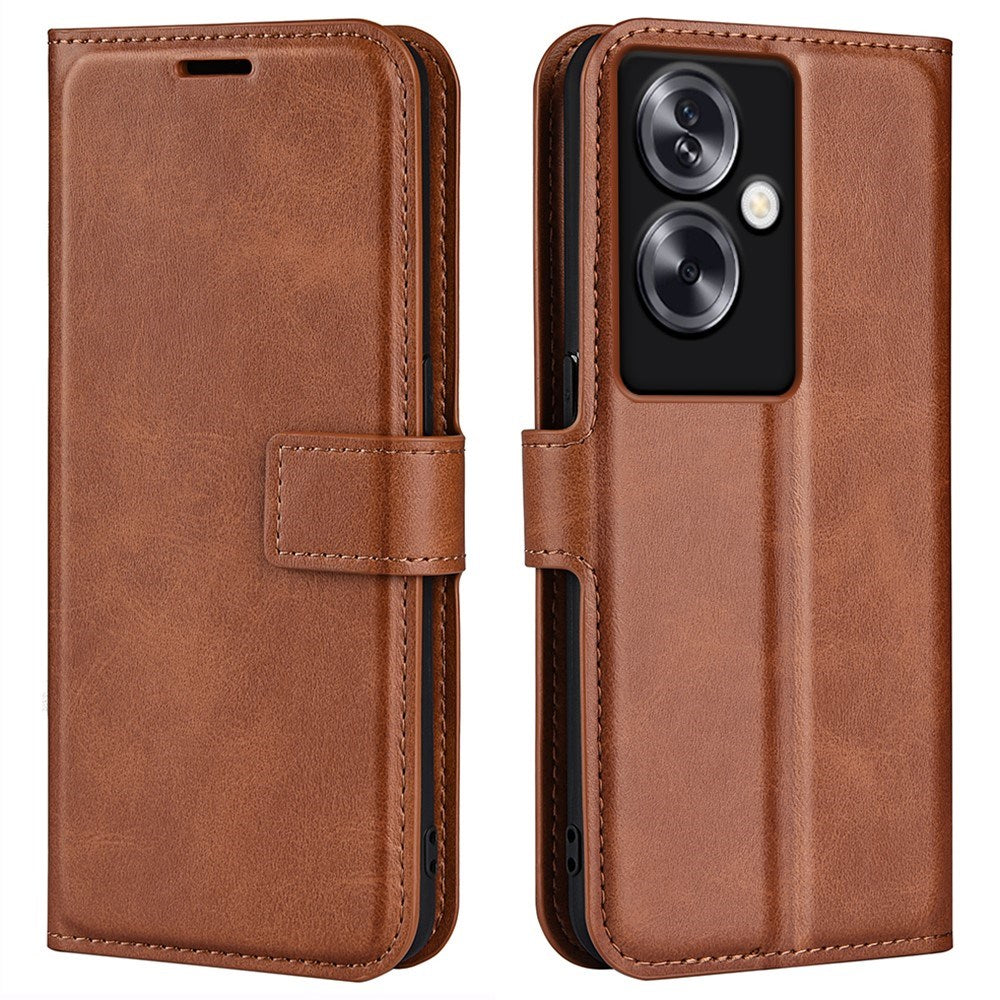 EIDERWOOD Oppo A79 (5G) / A2 (5G) Leather Flip Cover m. Kortholder og stativfunksjon - lysebrun
