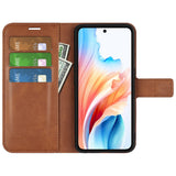 EIDERWOOD Oppo A79 (5G) / A2 (5G) Leather Flip Cover m. Kortholder og stativfunksjon - lysebrun