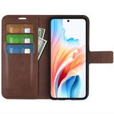 EIDERWOOD Oppo A79 (5G) / A2 (5G) Leather Flip Cover m. Kortholder og stativfunksjon - Mørkebrun