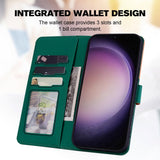 Samsung Galaxy S24 Flip-deksel m. Stropp / Stativfunksjon / Kortholder - Oransje / Grønn (katter)