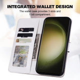 Samsung Galaxy S24 Ultra Flip-deksel m. Stropp / Stativfunksjon / Kortholder - Hvit / Brun (katter)