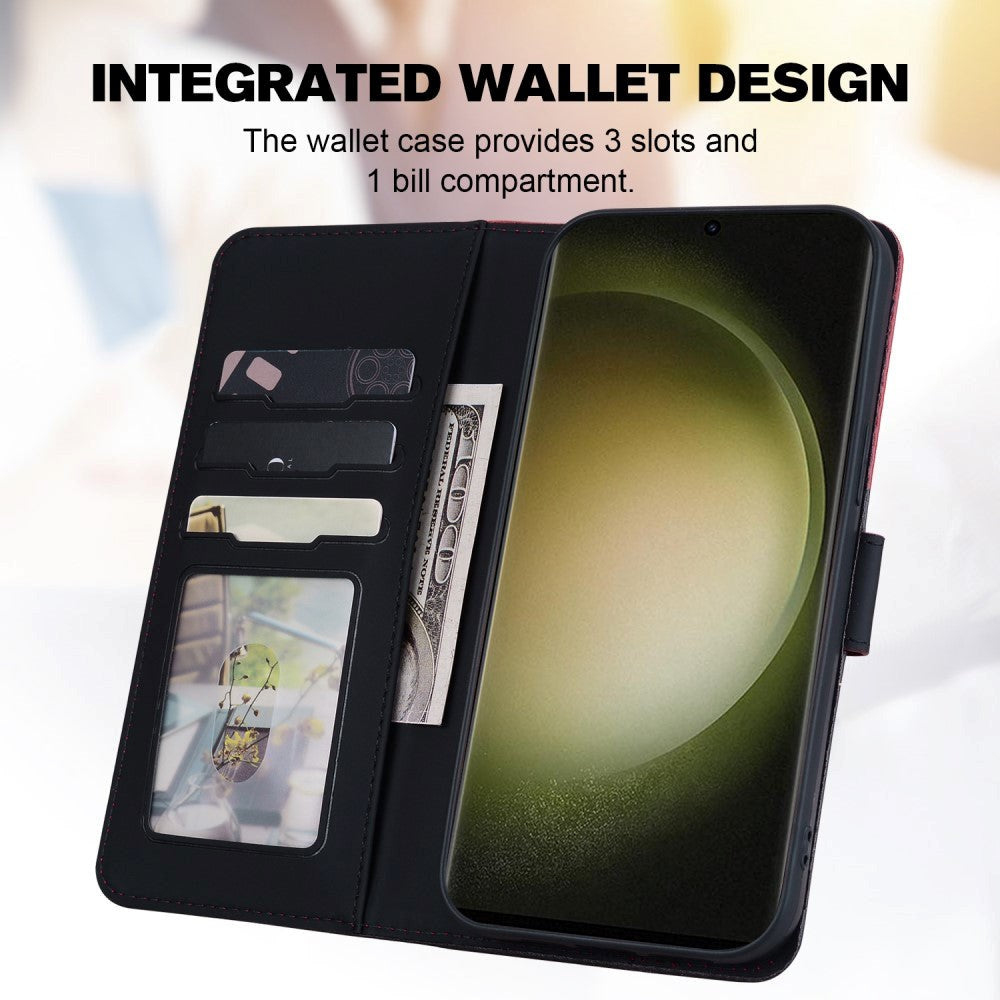 Samsung Galaxy S24 Ultra Flip-deksel m. Rem / stativ funksjon / kortholder - rød / svart (katter)