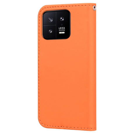 Xiaomi 13 flipdeksel m. Stropp / stativ funksjon / kortholder - oransje (frosk)