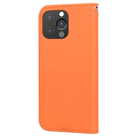 iPhone 13 Pro Flip Cover m. Stropp / stativ funksjon / kortholder - oransje (frosk)