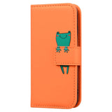 iPhone 15 Pro Flip Cover m. Stropp / stativ funksjon / kortholder - oransje (frosk)