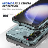 EIDERWOOD Samsung Galaxy S25+ / S24+ (pluss) Craftsman-deksel med stativ og Magsafe-støtte - blå