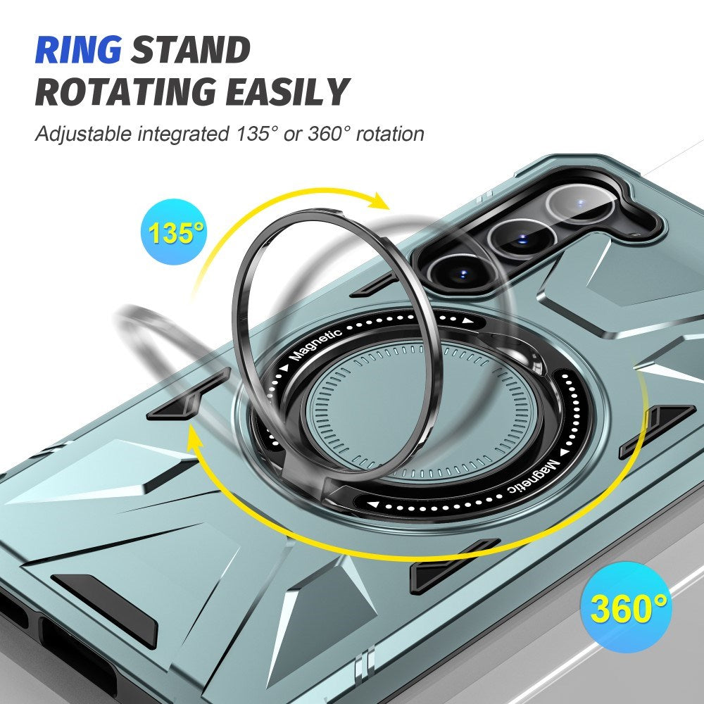 EIDERWOOD Samsung Galaxy S25+ / S24+ (pluss) Craftsman-deksel med stativ og Magsafe-støtte - blå