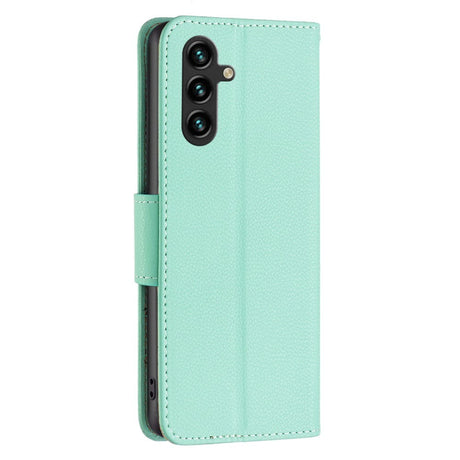 Samsung Galaxy A35 (5G) PU Litchi Leather Bakdeksel m. Lommebok og stropp - Grønn