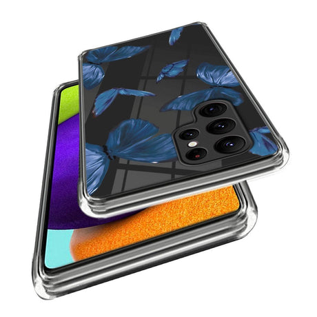 Samsung Galaxy S24 Ultra fleksibelt plastdeksel m. Motiv - Blå sommerfugler