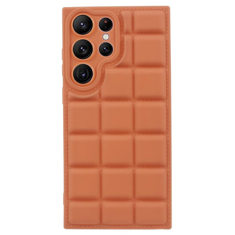 Samsung Galaxy S24 Ultra fleksibelt plastdeksel m. Jakketekstur - Brun