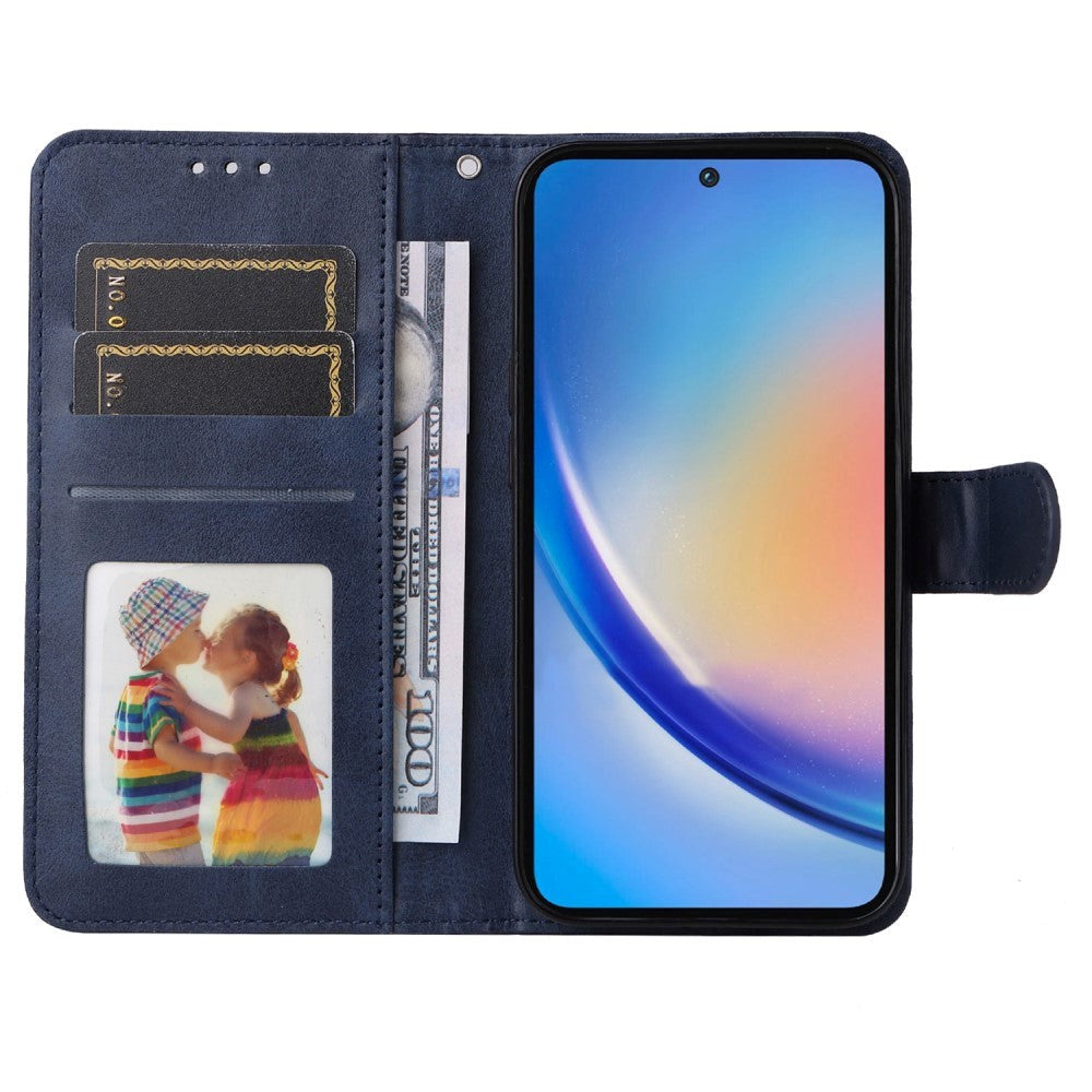 Samsung Galaxy A35 (5G) flip-deksel i kunstskinn m. Lommebok og stropp - blå