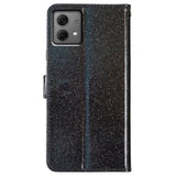EIDERWOOD Motorola Moto G84 Leather Flip Cover m. Lommebok og stropp - Glitter - Svart