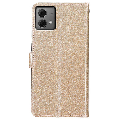 EIDERWOOD Motorola Moto G84 Leather Flip Cover m. Lommebok &amp; stropp - Glitter - Gull