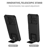 Samsung Galaxy A15 (5G) / A15 Craftsman Bakdeksel m. Kickstand &amp; Cam Slider - Svart