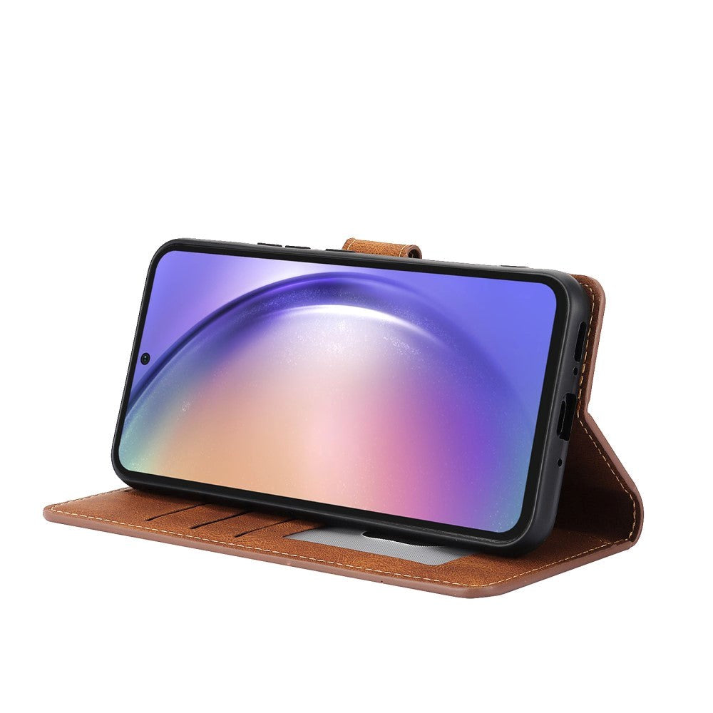 Samsung Galaxy A55 (5G) Flip-deksel i lær m. Lommebok og stropp - Brun