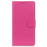 OnePlus 12 Litchi Leather Flip Cover m. Lommebok - Rosa