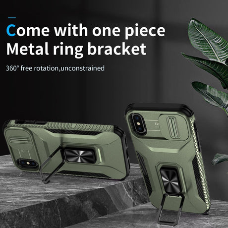 EIDERWOOD iPhone X / XS Craftsman Bakdeksel m. Magnetisk Kickstand &amp; Cam Slider - Grønn