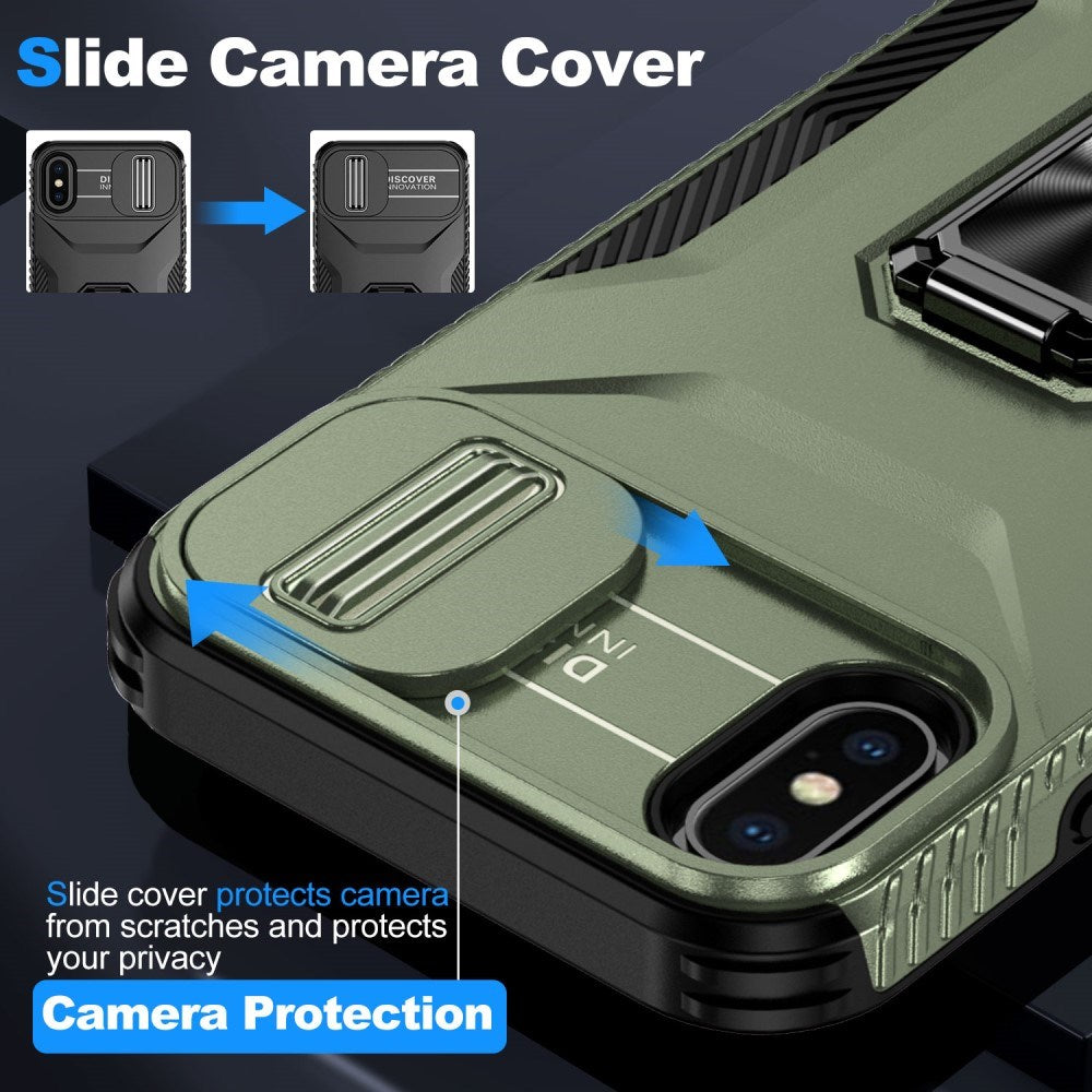 EIDERWOOD iPhone XS Max Craftsman Bakdeksel m. Magnetisk Kickstand &amp; Cam Slider - Grønn