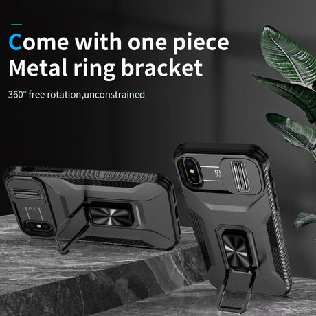 EIDERWOOD iPhone XS Max Craftsman Bakdeksel m. Magnetisk Kickstand &amp; Cam Slider - Svart