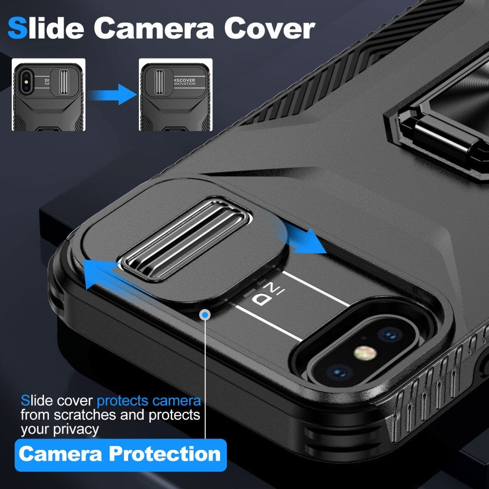 EIDERWOOD iPhone XS Max Craftsman Bakdeksel m. Magnetisk Kickstand &amp; Cam Slider - Svart