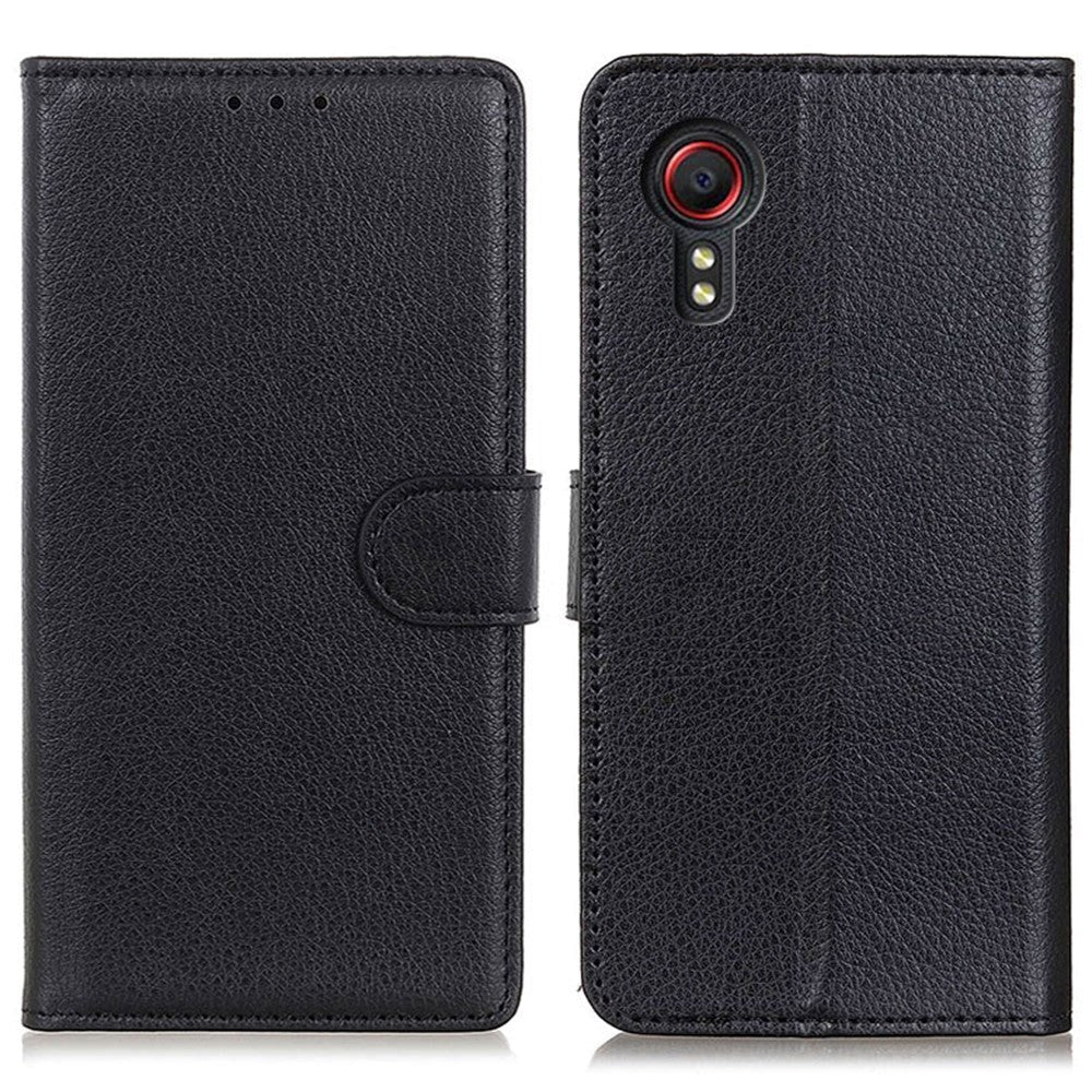 Samsung Galaxy Xcover 7 Leather Flip Cover m. Kortholdere - Svart