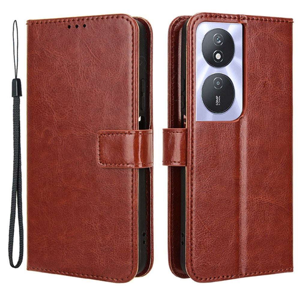 Honor X7b / 90 Smart - EIDERWOOD Faux Leather Flip Cover m. Stropp - Brun