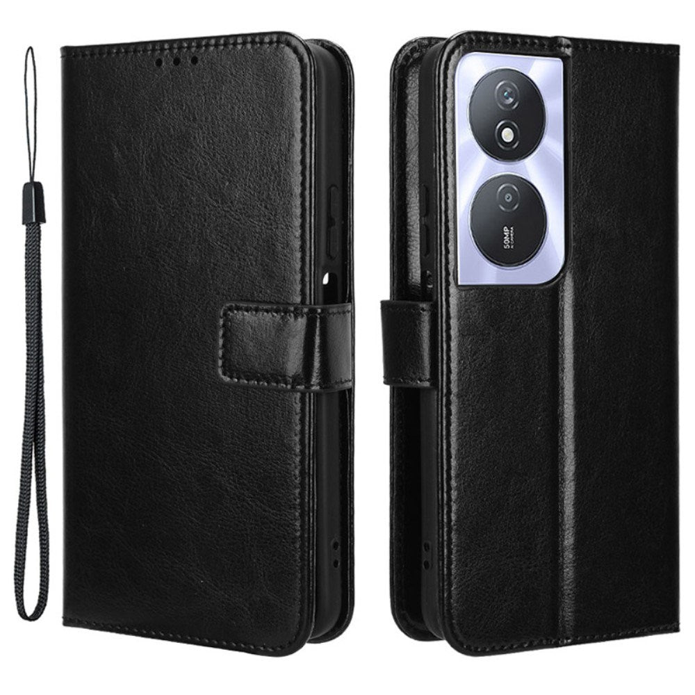 Honor X7b / 90 Smart - EIDERWOOD Faux Leather Flip Cover m. Stropp - Svart