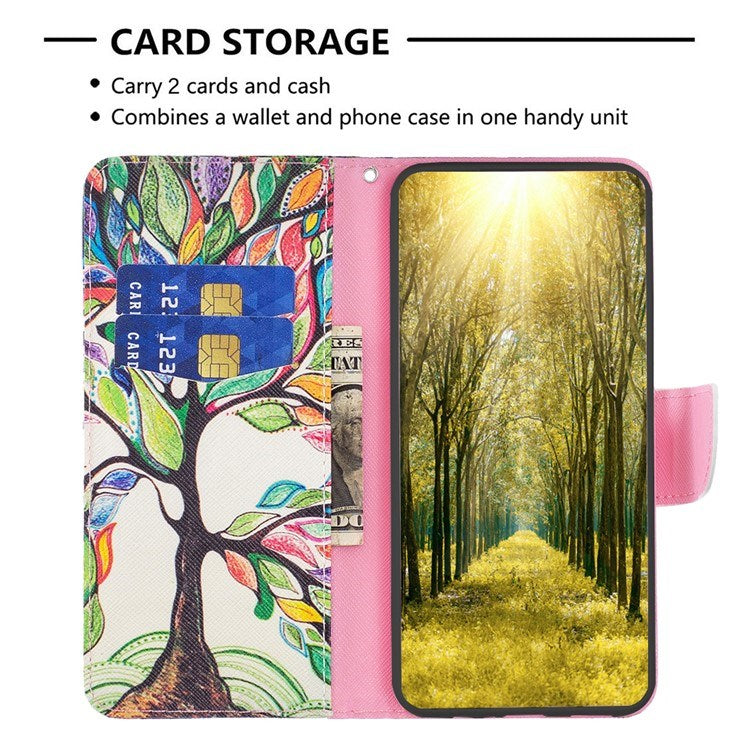 EIDERWOOD Samsung Galaxy Xcover 7 Flip Cover - 2 x Kortholder & Standerfunktion - Farverigt Træ