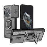 OnePlus 12 Håndværker Bagside Cover m. Magnetisk Kickstand & Cam Slider - Sort