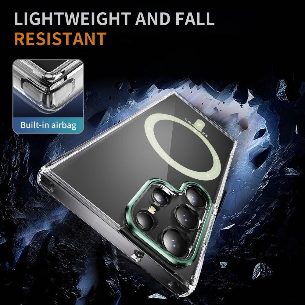 EIDERWOOD Samsung Galaxy S23 Ultra Hybrid Plastik Mobil Cover - MagSafe Kompatibel - Gennemsigtig / Grøn