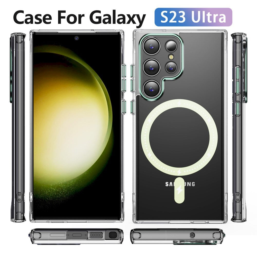EIDERWOOD Samsung Galaxy S23 Ultra Hybrid Plastik Mobil Cover - MagSafe Kompatibel - Gennemsigtig / Grøn