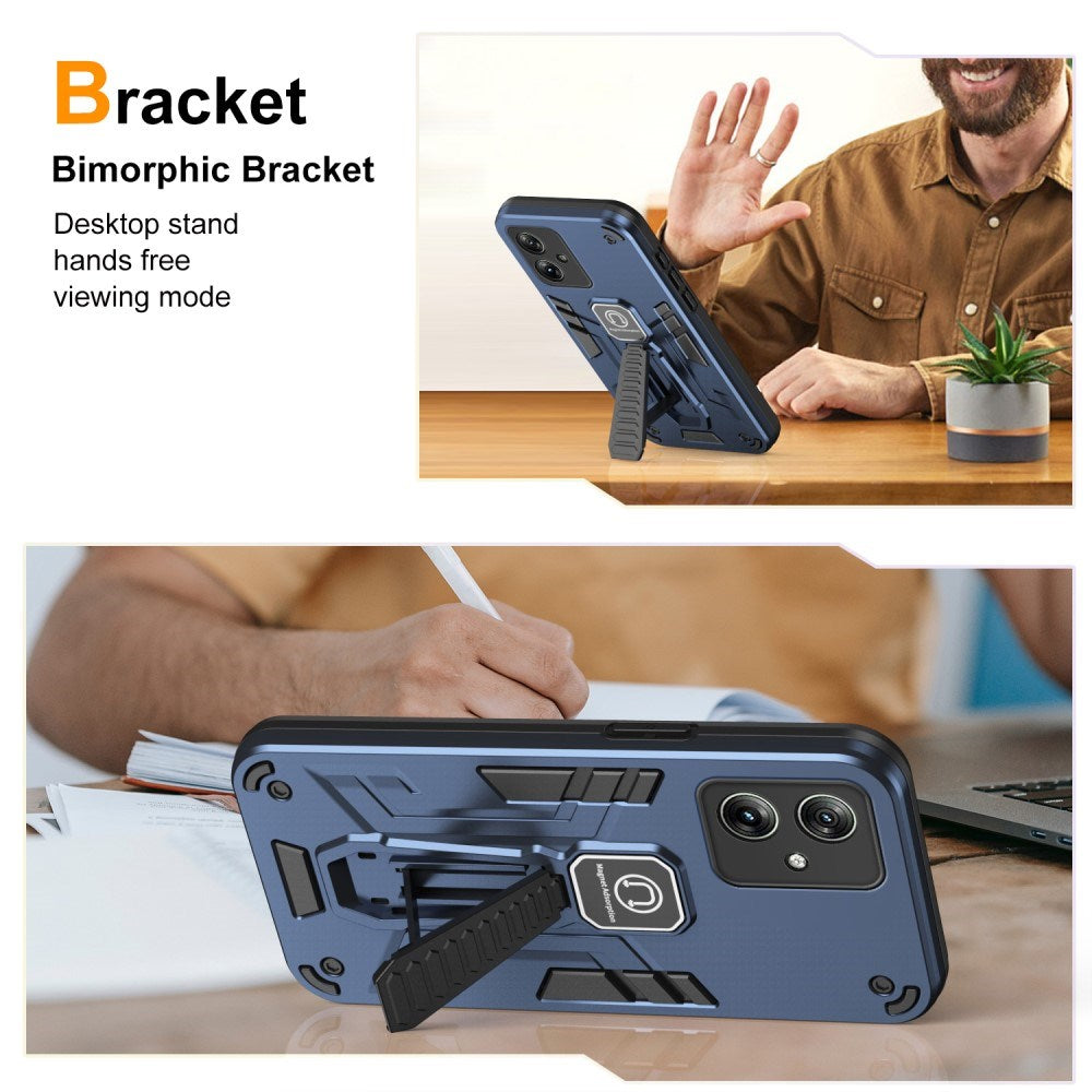 EIDERWOOD Motorola Moto G54 Craftsman Bakdeksel m. Stativ - Blå