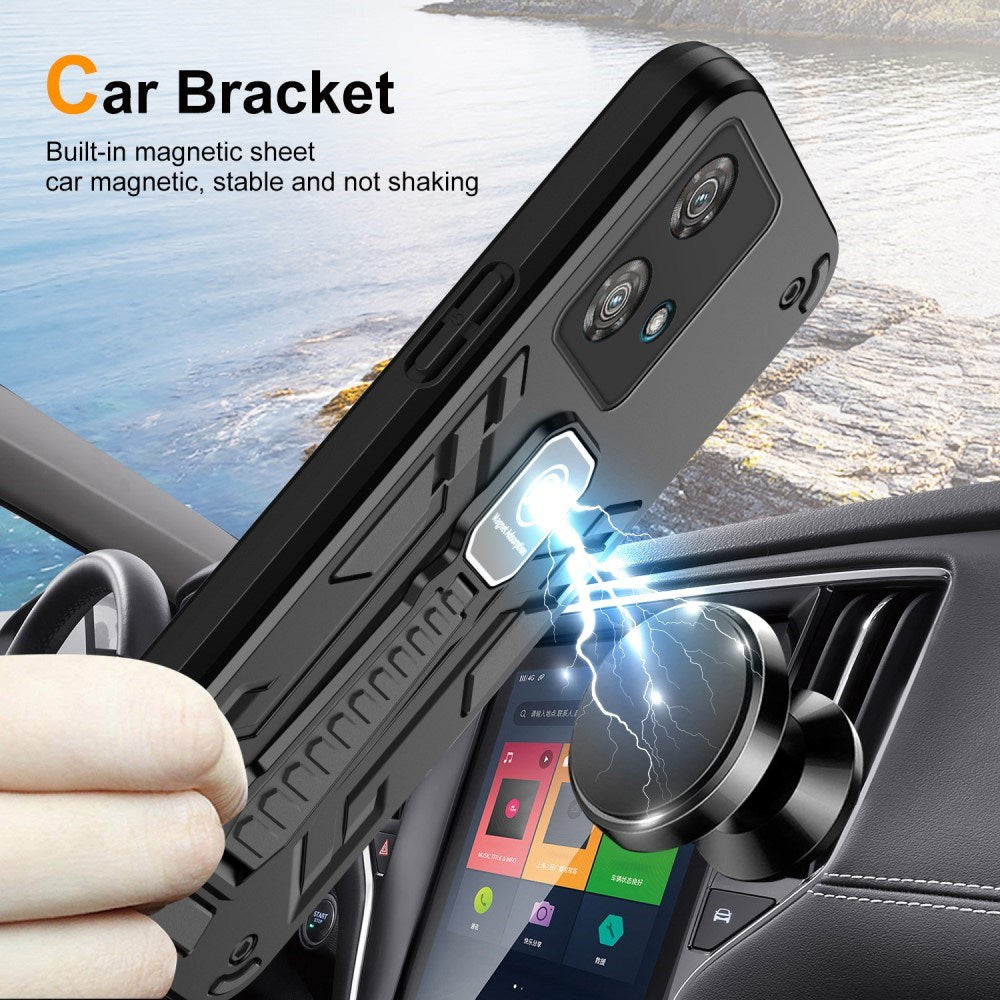 EIDERWOOD Motorola Edge 40 Neo Håndværker Bagside Cover m. Kickstand - Sort