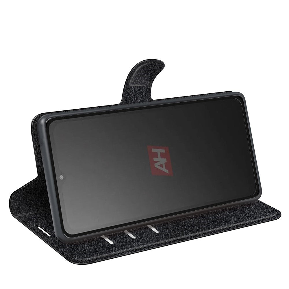 EIDERWOOD Samsung Galaxy Xcover 7 Litchi Leather Flip Cover m. Lommebok - Svart