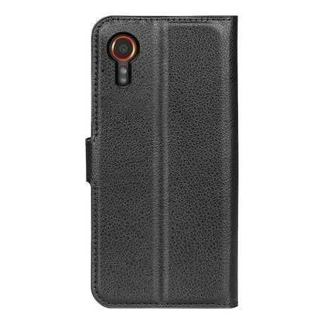 EIDERWOOD Samsung Galaxy Xcover 7 Litchi Leather Flip Cover m. Lommebok - Svart