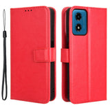 EIDERWOOD Motorola Moto G04 / G24 / G24 Power Glanset Leather Flip Cover m. Lommebok og stropp - rød