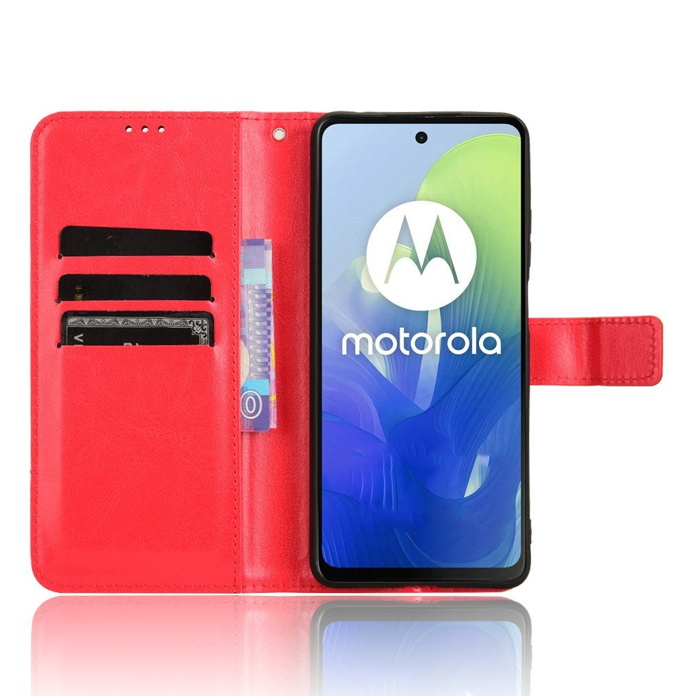 EIDERWOOD Motorola Moto G04 / G24 / G24 Power Glanset Leather Flip Cover m. Lommebok og stropp - rød