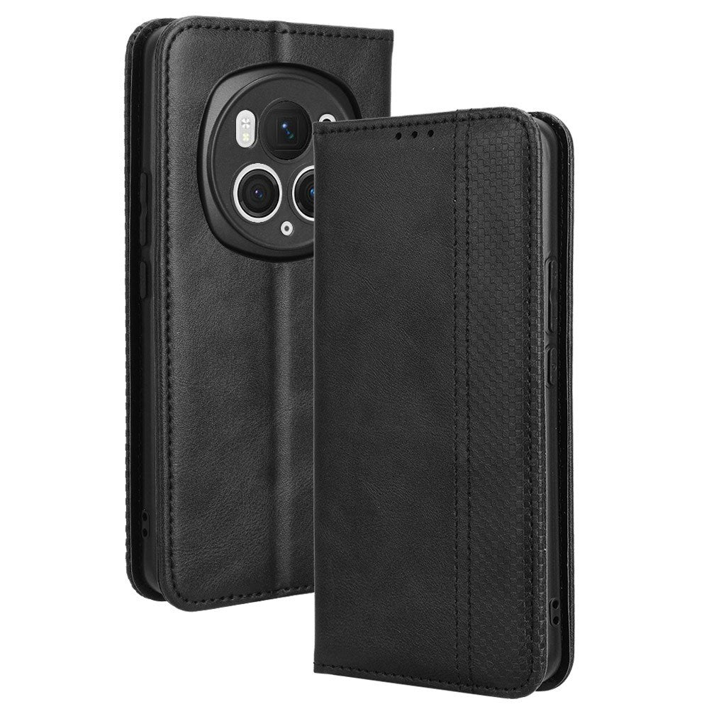 Honor Magic6 Pro (5G) - EIDERWOOD Magnetic Leathette Flip Cover - Svart