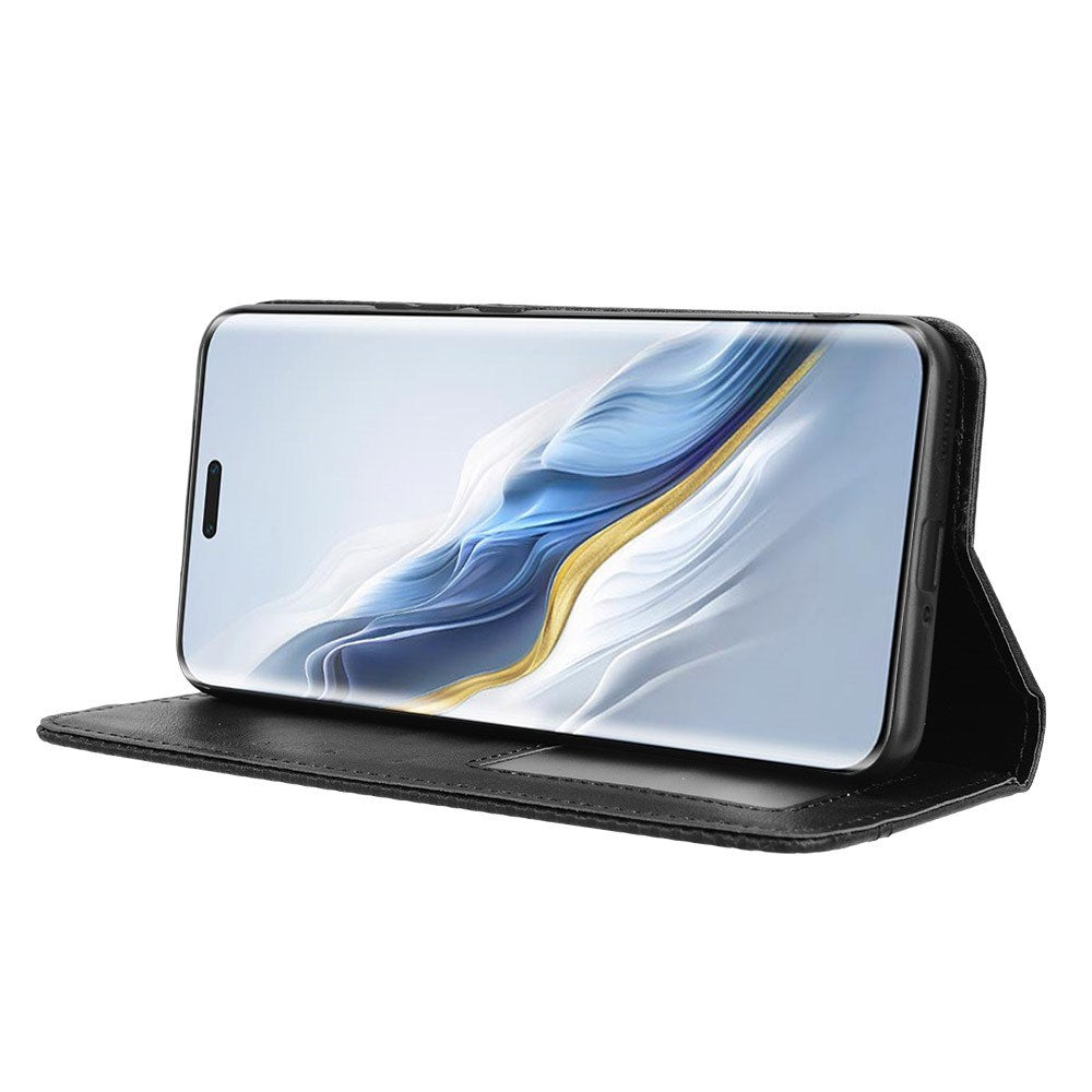 Honor Magic6 Pro (5G) - EIDERWOOD Magnetic Leathette Flip Cover - Svart