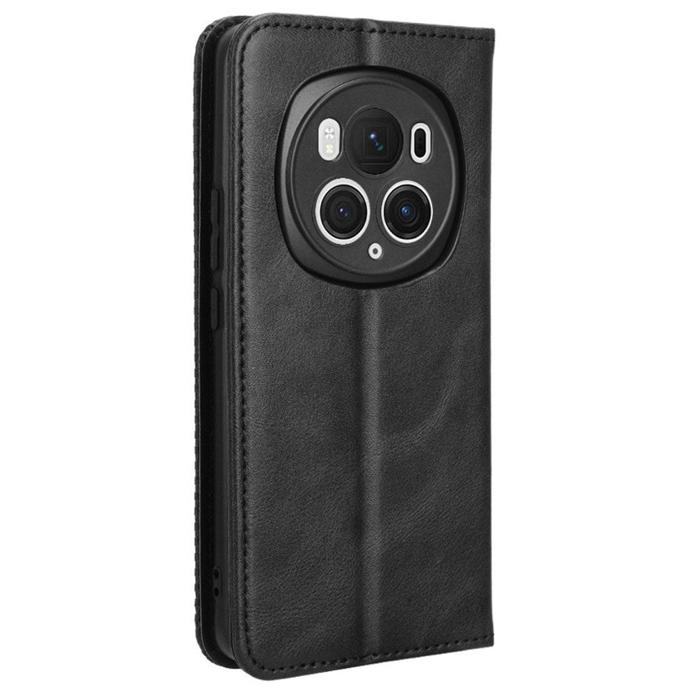 Honor Magic6 Pro (5G) - EIDERWOOD Magnetic Leathette Flip Cover - Svart