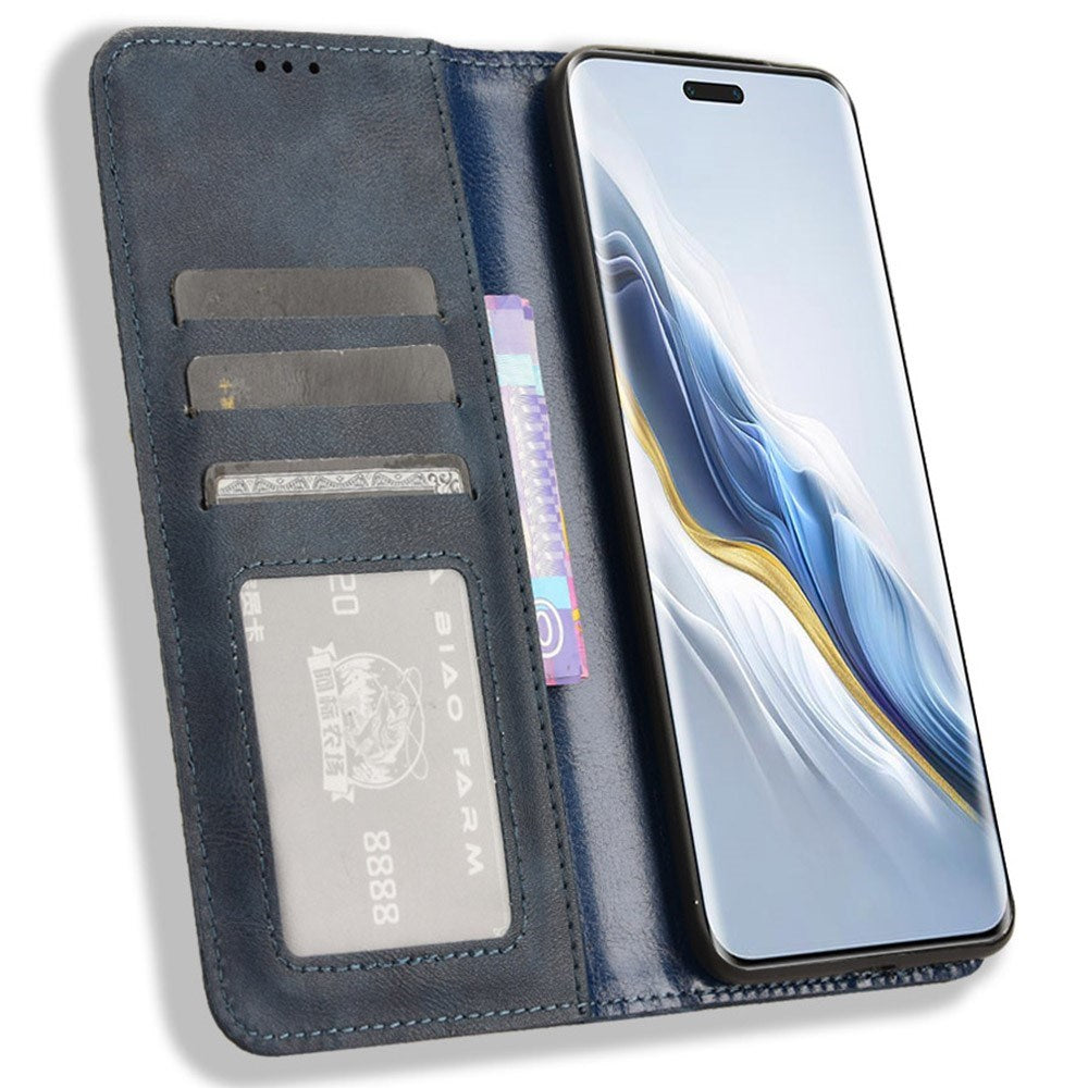 Honor Magic6 Pro (5G) - EIDERWOOD Magnetic Leathette Flip Cover - Blå