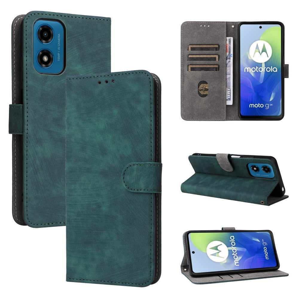 EIDERWOOD Motorola Moto G04 / G24 / G24 Power Leather Flip Cover m. Lommebok og stropp - Grønn
