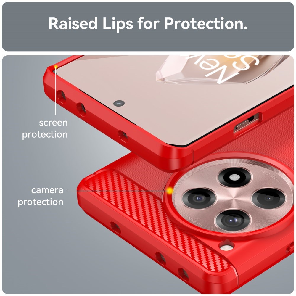 OnePlus 12R Bakdeksel i børstet karbon - rød