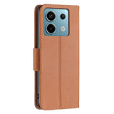 EIDERWOOD Xiaomi Redmi Note 13 Pro (4G) Litchi Leather Flip Cover m. Lommebok og stropp - brun