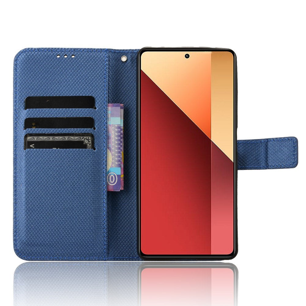 EIDERWOOD Xiaomi Redmi Note 13 Pro (4G) / Poco M6 Pro Leather Flip Cover m. Stropp og tekstur - blå