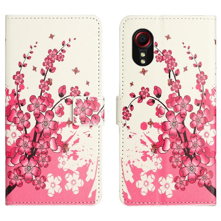 EIDERWOOD Samsung Galaxy Xcover 7 Flip Cover - Kortholder & Ståfunktion - Lyserøde Blomster